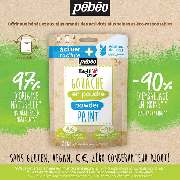 Pébéo- Gouache en Poudre-Set 4x100G, 633370, 4 Couleurs, 4 x 100G