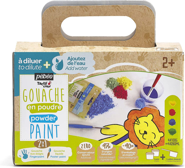 Pébéo- Gouache en Poudre-Set 4x100G, 633370, 4 Couleurs, 4 x 100G