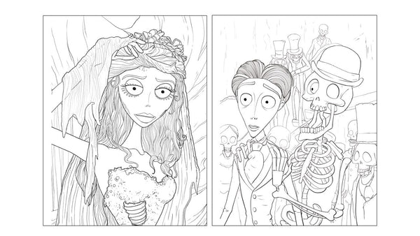 Coloriages fluorescents Les Noces Funèbres de Tim Burton Livre de coloriage officiel Les Noces Funèbres Tim Burton Édition Glow in the Dark Illustrations phosphorescentes