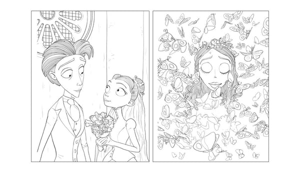 Coloriages fluorescents Les Noces Funèbres de Tim Burton Livre de coloriage officiel Les Noces Funèbres Tim Burton Édition Glow in the Dark Illustrations phosphorescentes