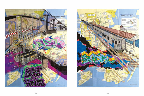 New-York - Uptown & Downtown - Peintures old school sur les plans du métro new-yorkais