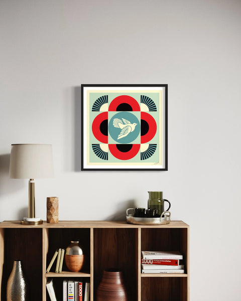 Obey Shepard Fairey Lithographie Colombe Géométrique noir
