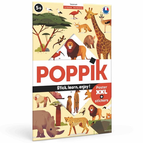 Poster pédagogique + 42 stickers LA SAVANE (5-12 ans)