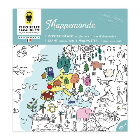 Poster géant à colorier Mappemonde