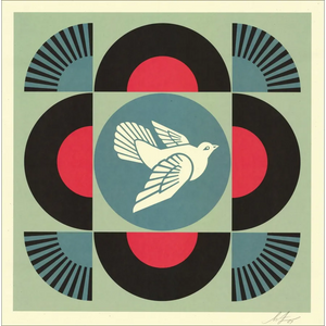 Obey Shepard Fairey Lithographie Colombe Géométrique noir