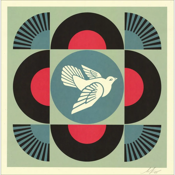 Obey Shepard Fairey Lithographie Colombe Géométrique noir