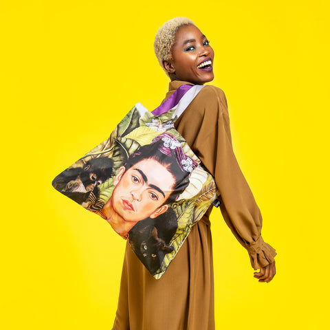 Frida Kahlo Self Portrait with Hummingbird - sac recyclé