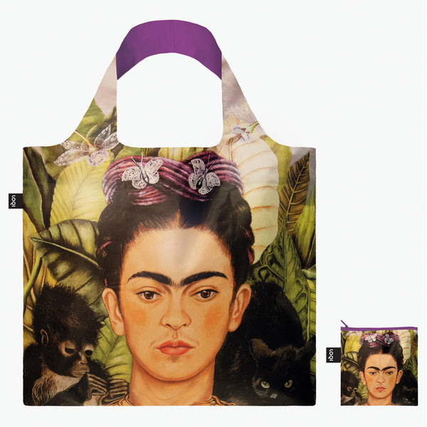 Frida Kahlo Self Portrait with Hummingbird - recycled bag